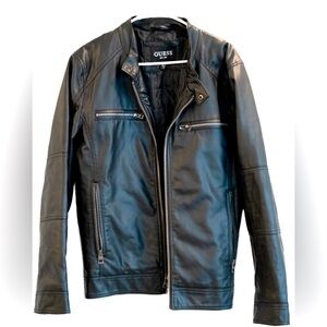 GUESS Black Leather Jacket for Men size Med
